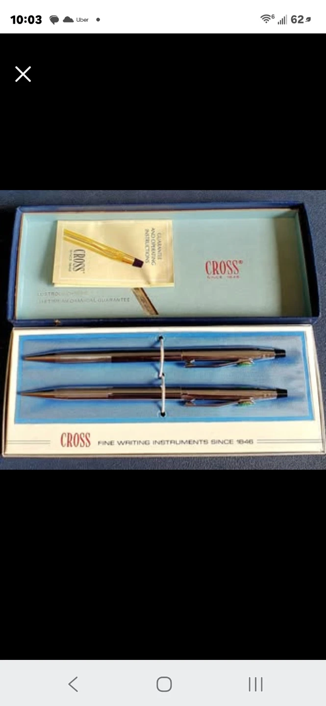 Authentic Cross Chrome Pen + Pencil Set (New)