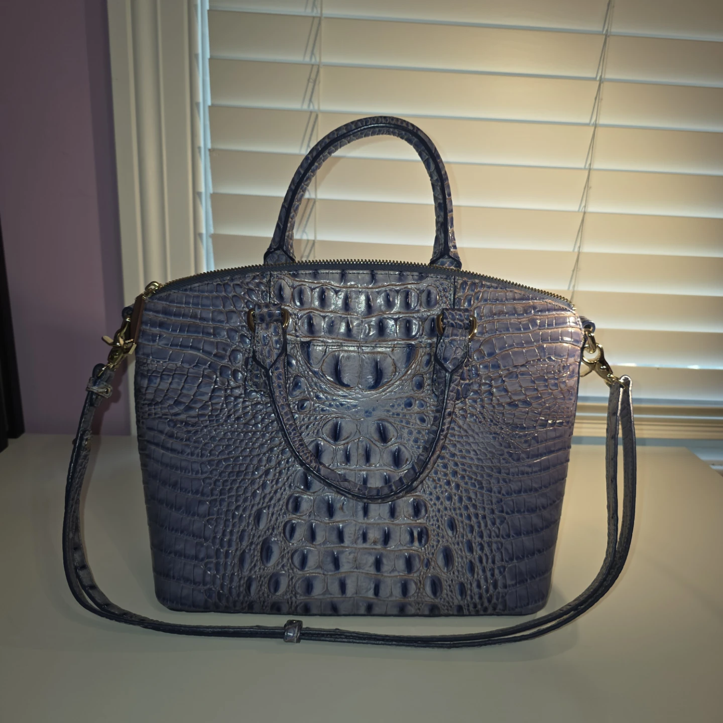 Brahmin Blue Embossed Leather Handbag - photo 2