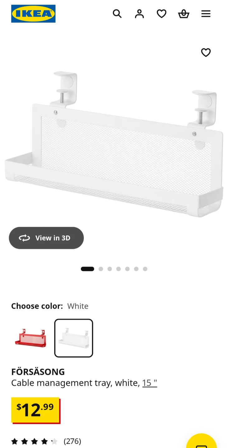 Ikea FÖRSÄSONG Cable management tray, white, 15 " - photo 2