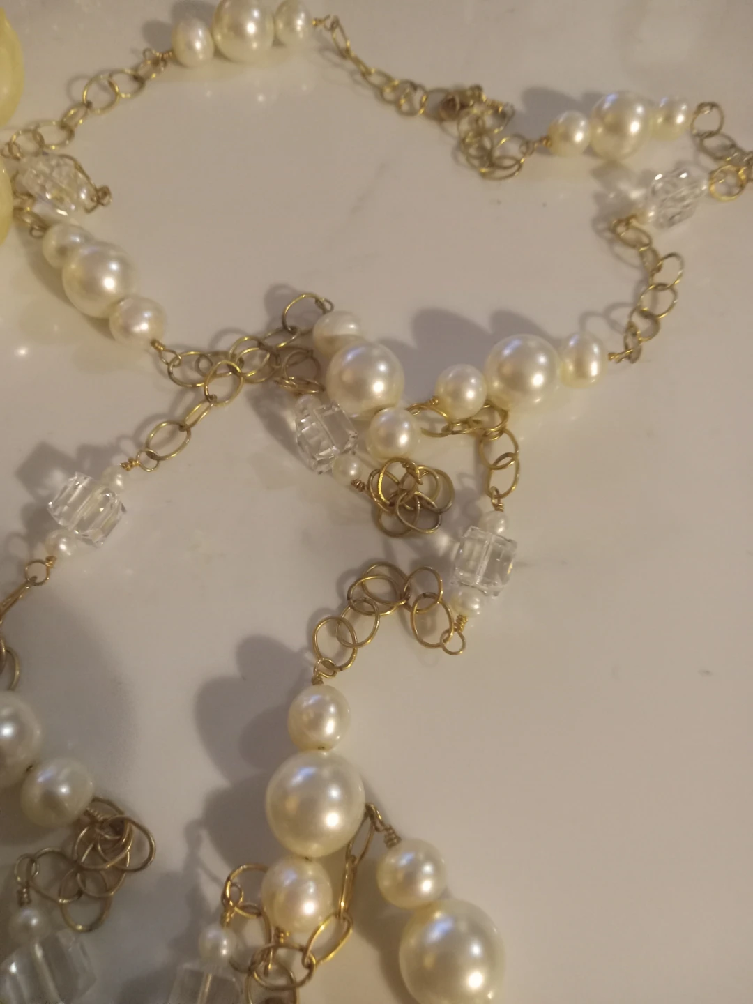 Faux Pearl and Crystal Chain Necklace - photo 3
