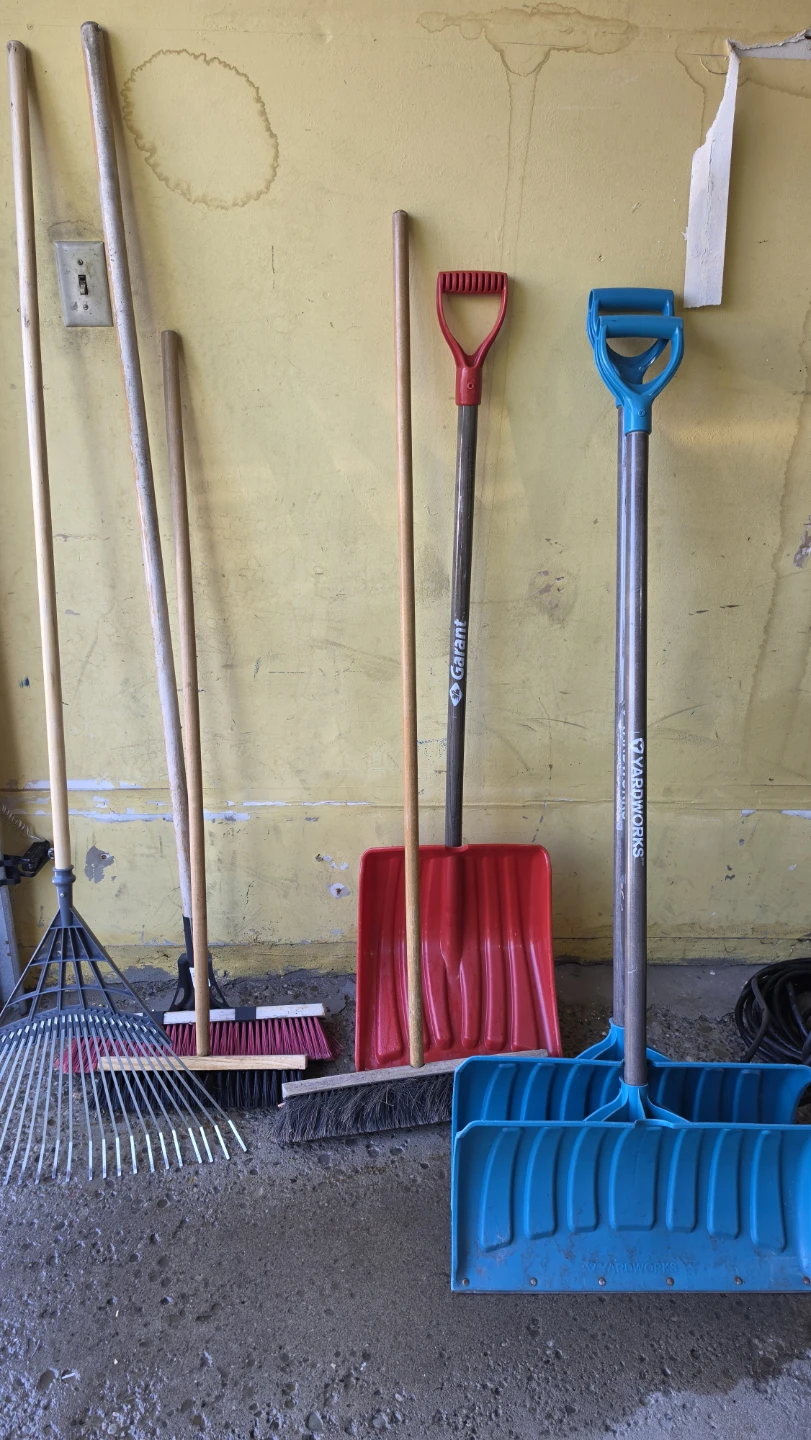 Assorted Yard Tools and Snow Shovels