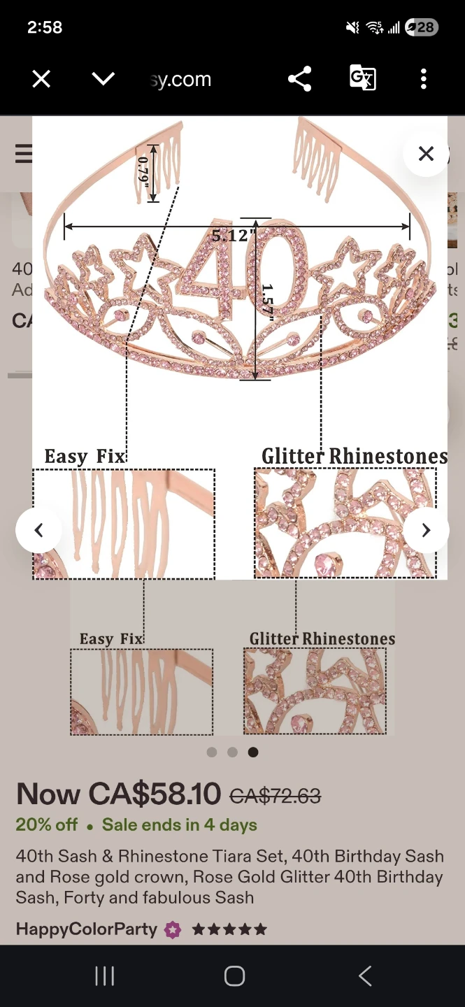 New 40th Birthday Rose Gold Rhinestone Tiara - photo 2