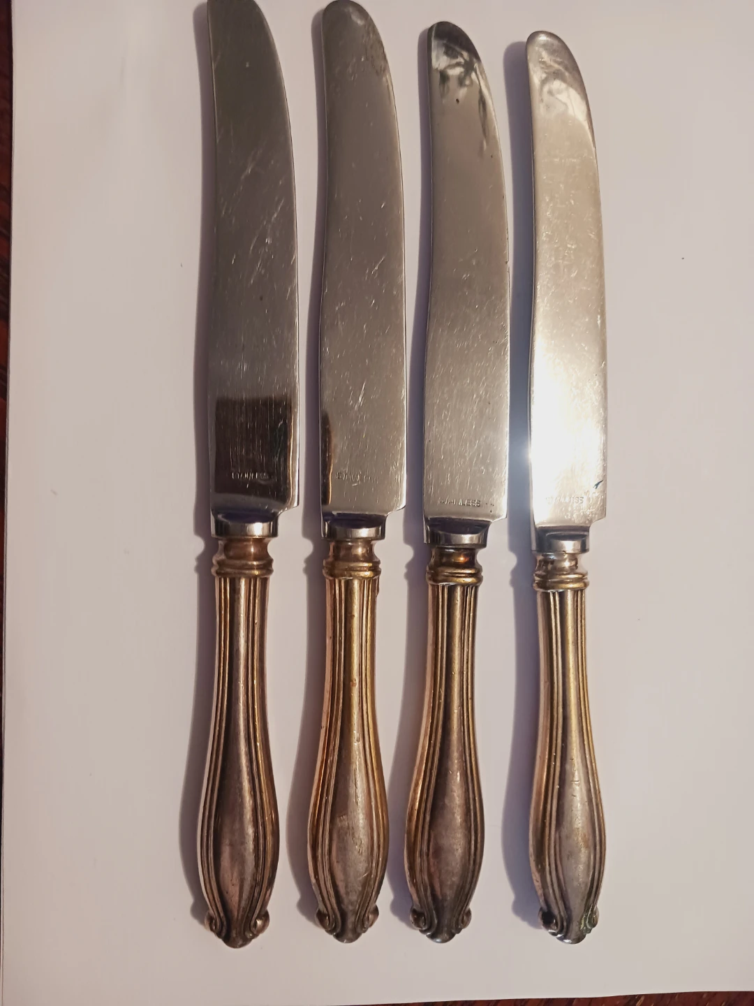 Set of 4 Vintage Silver Plated Table Knives
