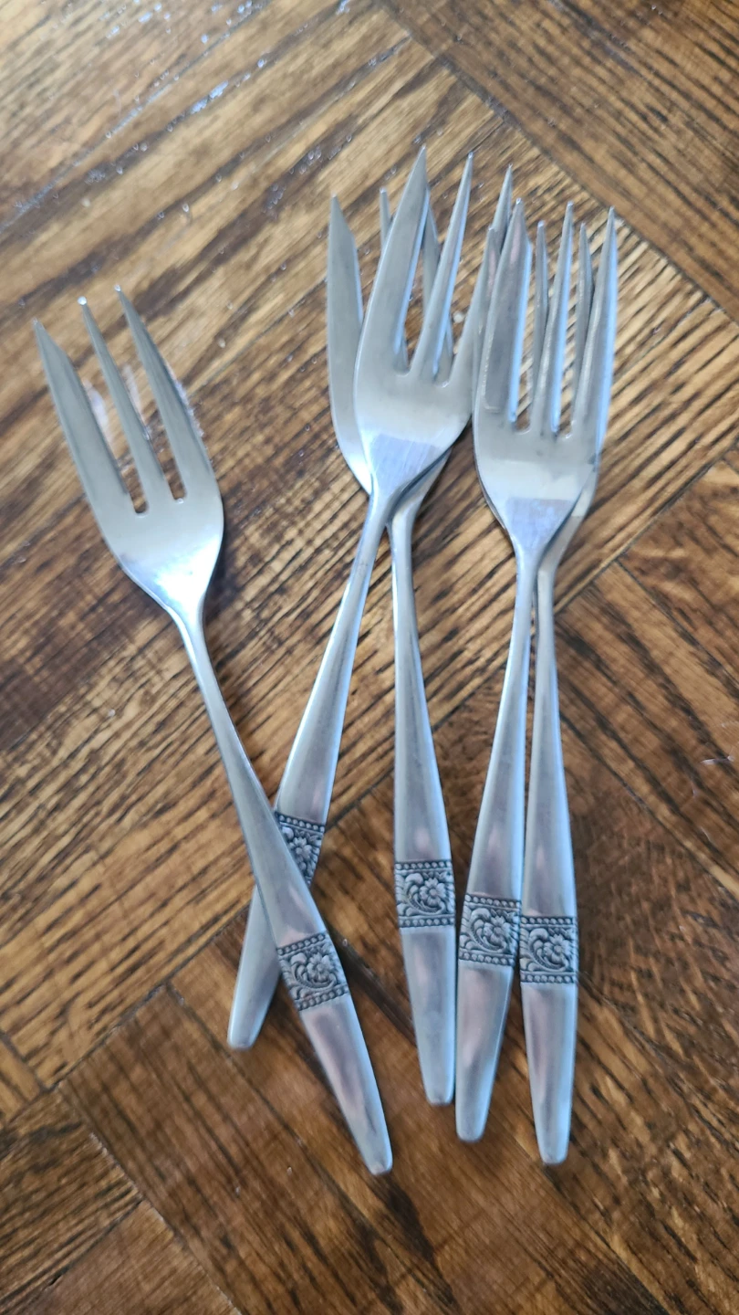 Vintage  5 Stainless Steel Cocktail Forks