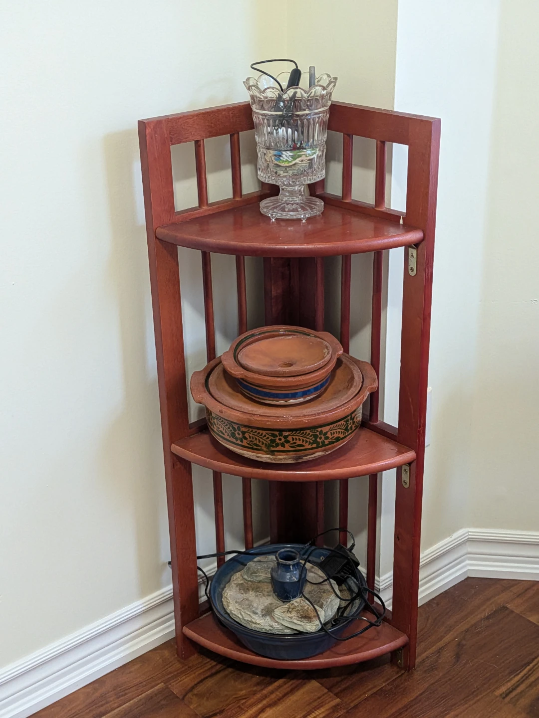 Folding Three-Tier Wooden Corner Shelf - photo 2