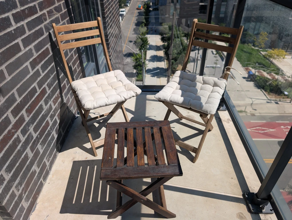 Folding Wood Balcony Set - with cushions