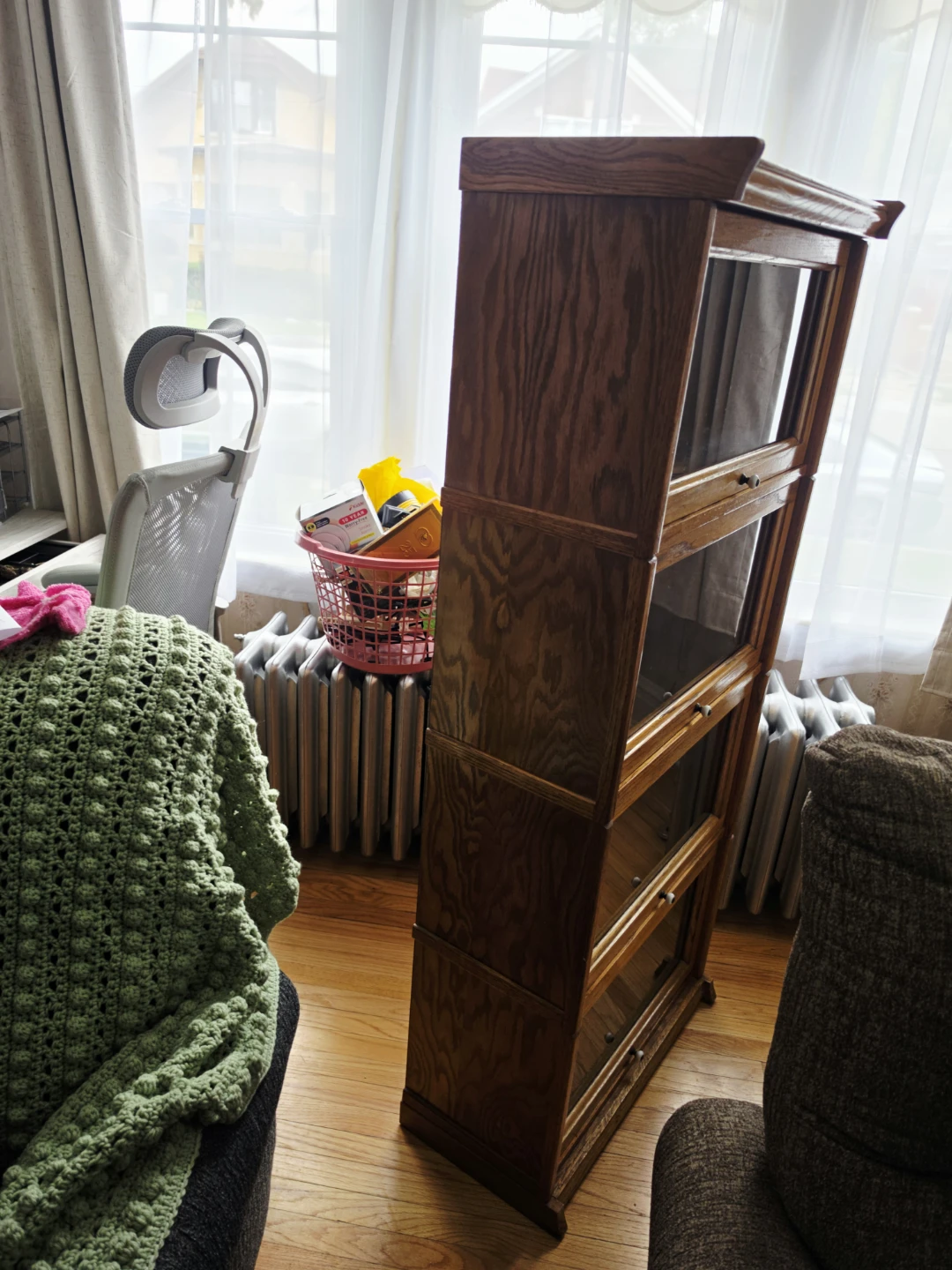 Oak Barrister-Style 4-Section Bookcase / Display Cabinet - photo 4