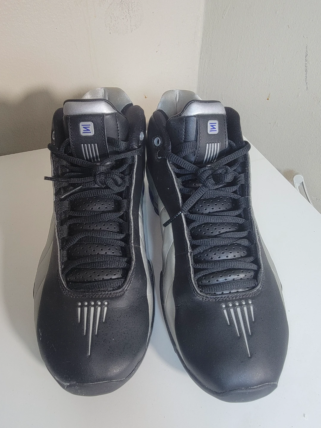 Nike Shox Basketball Shoes Silver Black Blue - photo 3