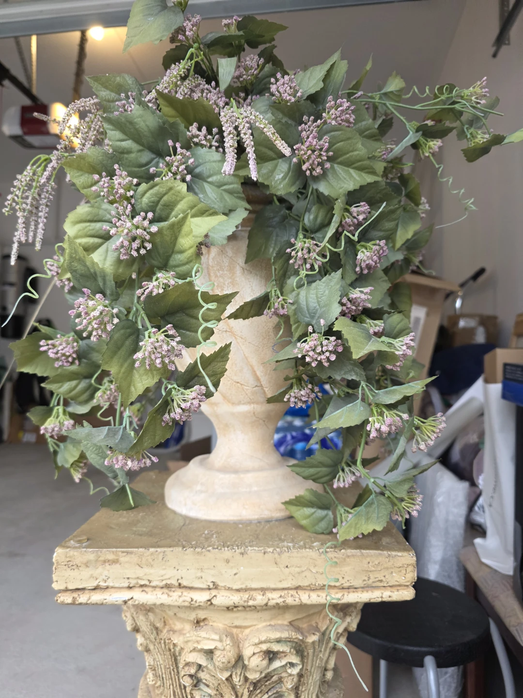 Classical Decorative Pedestal and Faux Plant