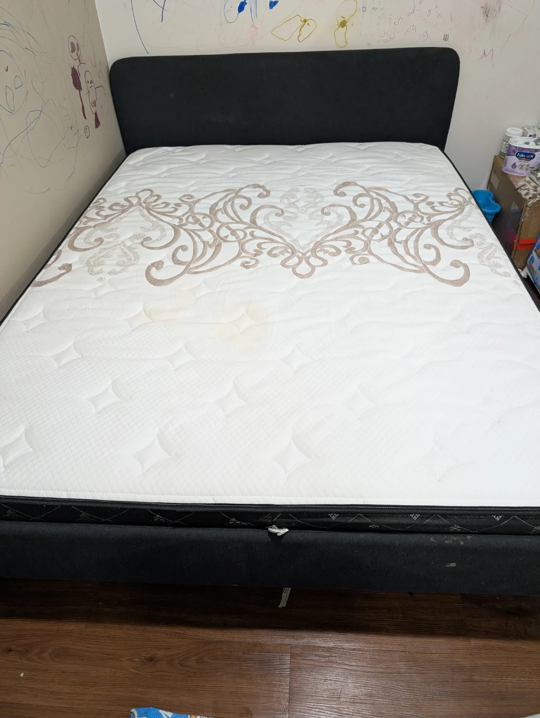 Queen  size mattress with bed frame
