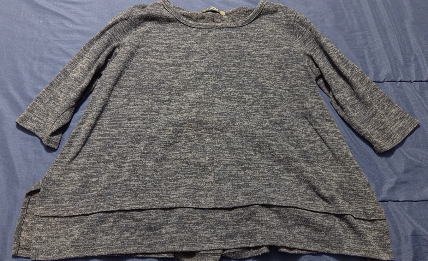 Grey/blue Marled High-Low Long Sleeve Top