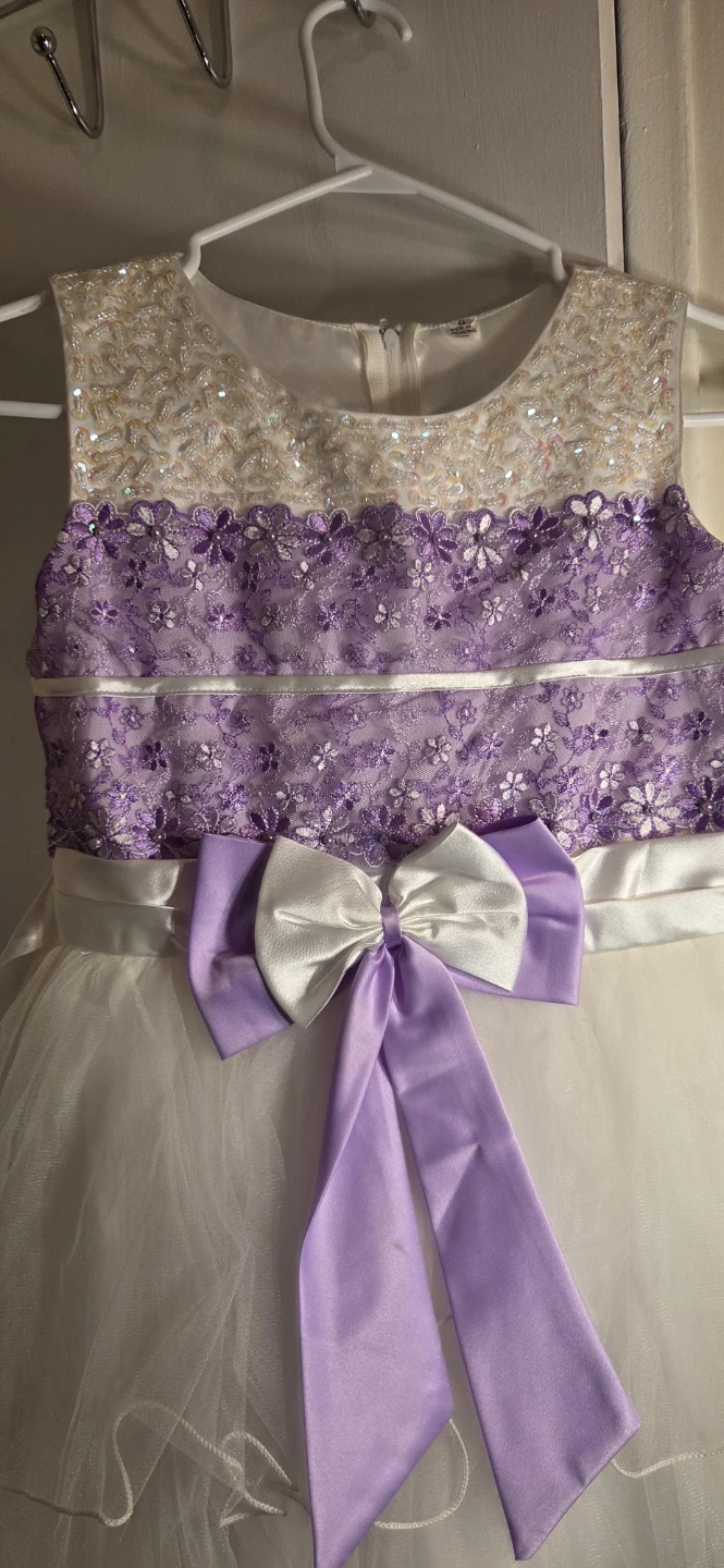 Girls Dress Size 8 White and Purple - photo 2