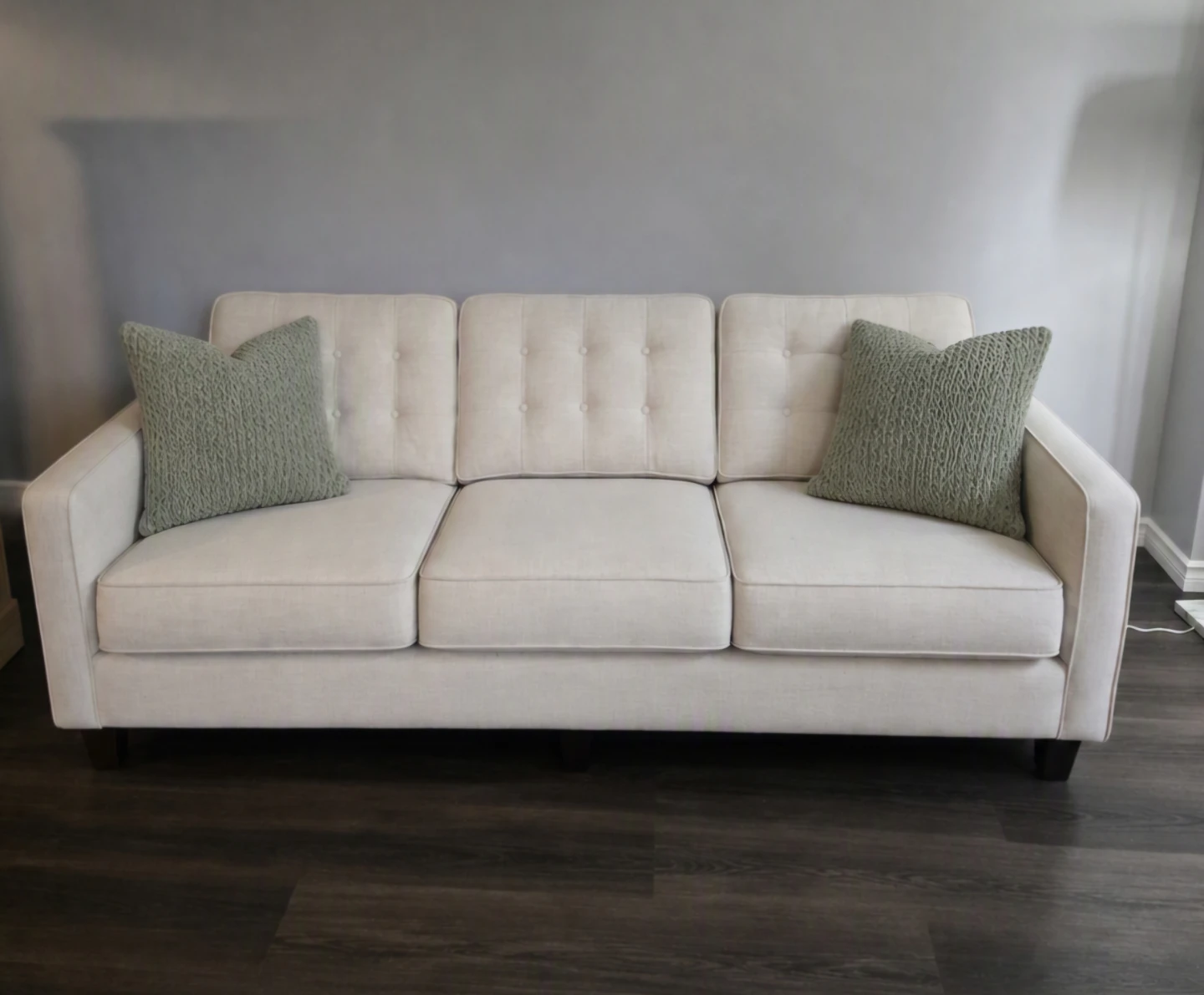 Cream Mid-Century Modern Sofa
