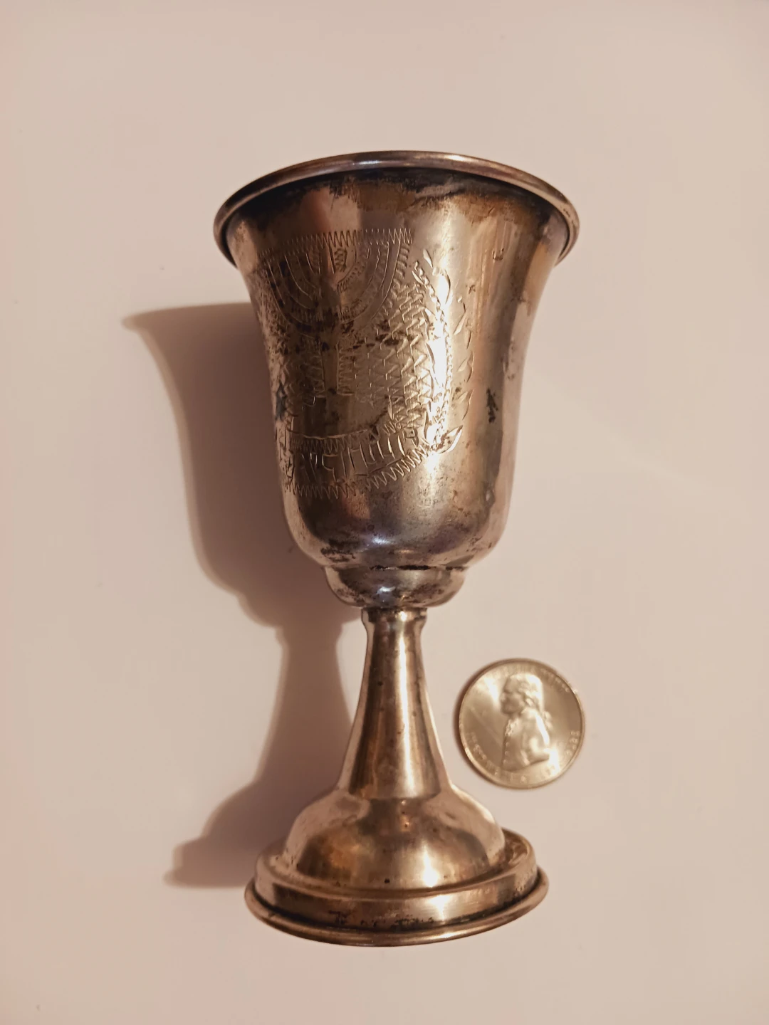 Sterling Silver 925 Kiddush Wine Goblet .4"×2.5"