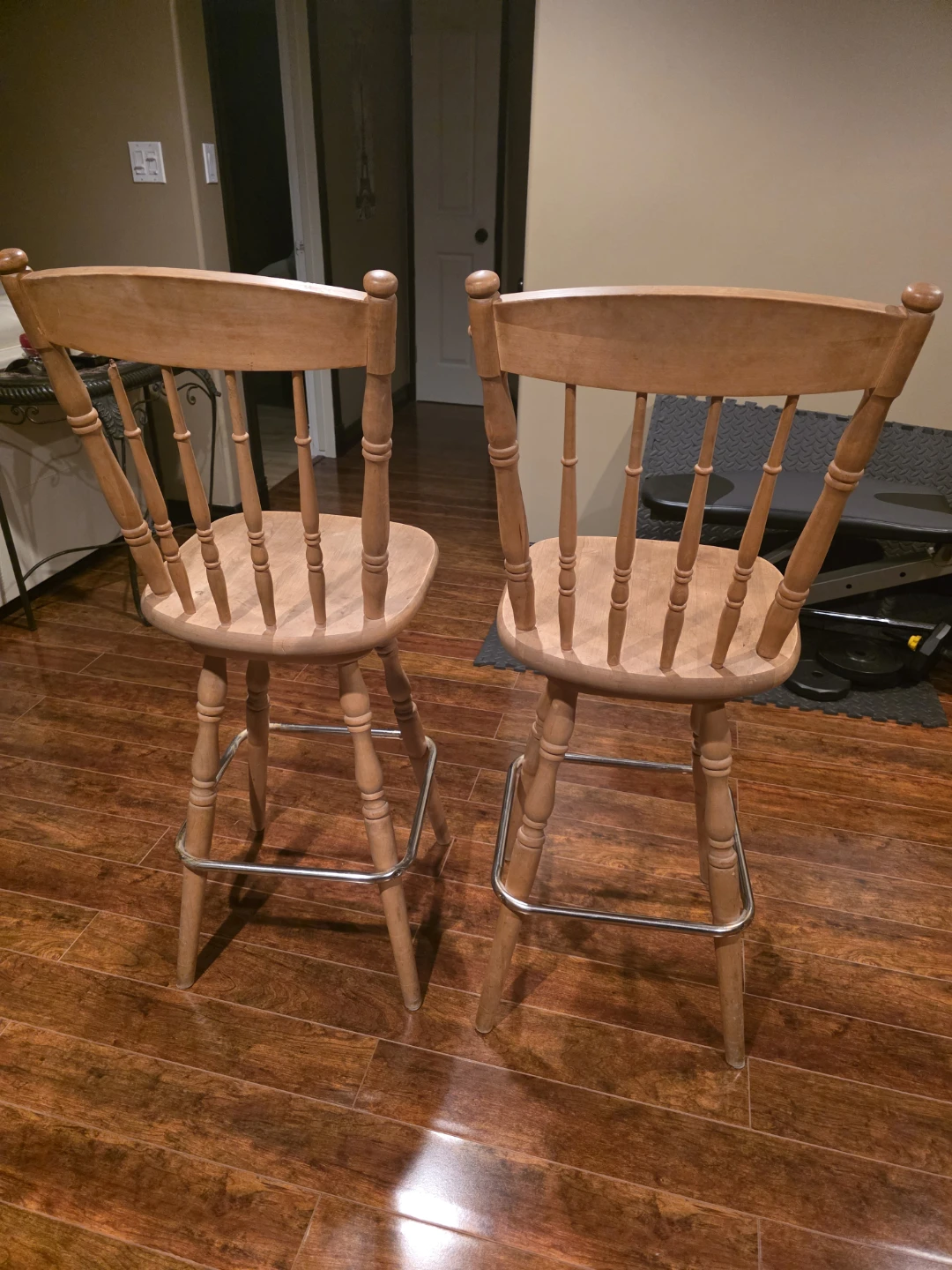 Set of Two Wooden Bar Stools