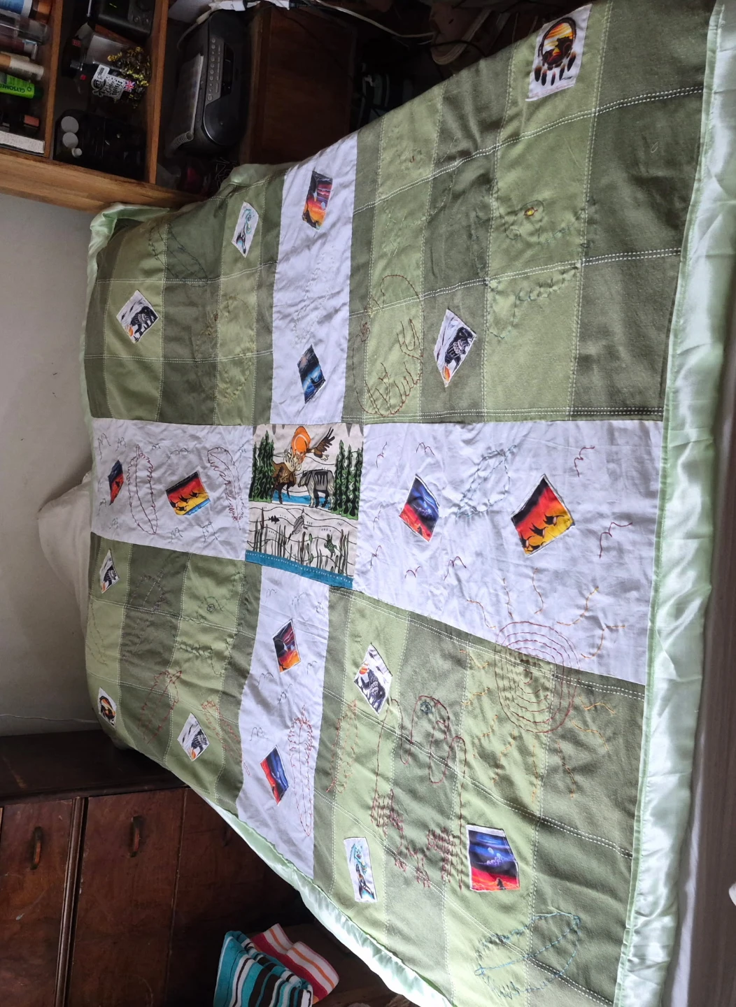 Handmade Quilt with Wildlife Embroidery