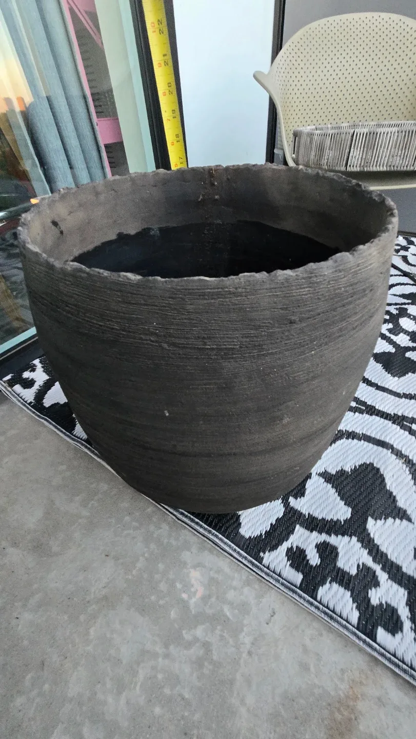 Dark Grey Textured Ceramic Planter Pot