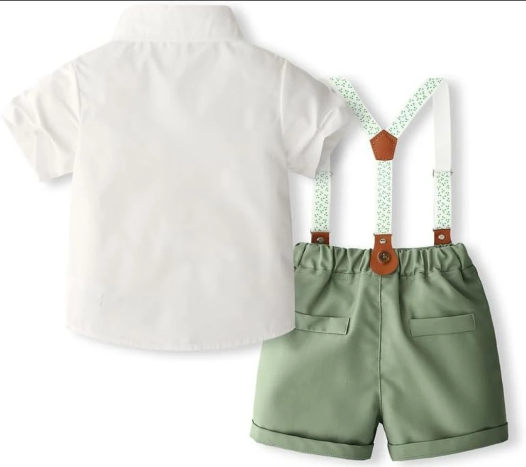 Toddler Boy Outfit Set with Suspender Shorts 🏈 - photo 2