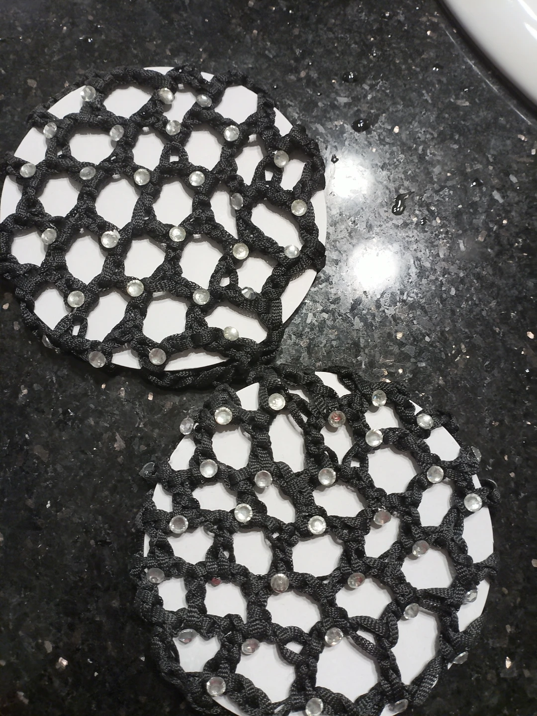 2 pack of rhinestoned bun hair nets - photo 2