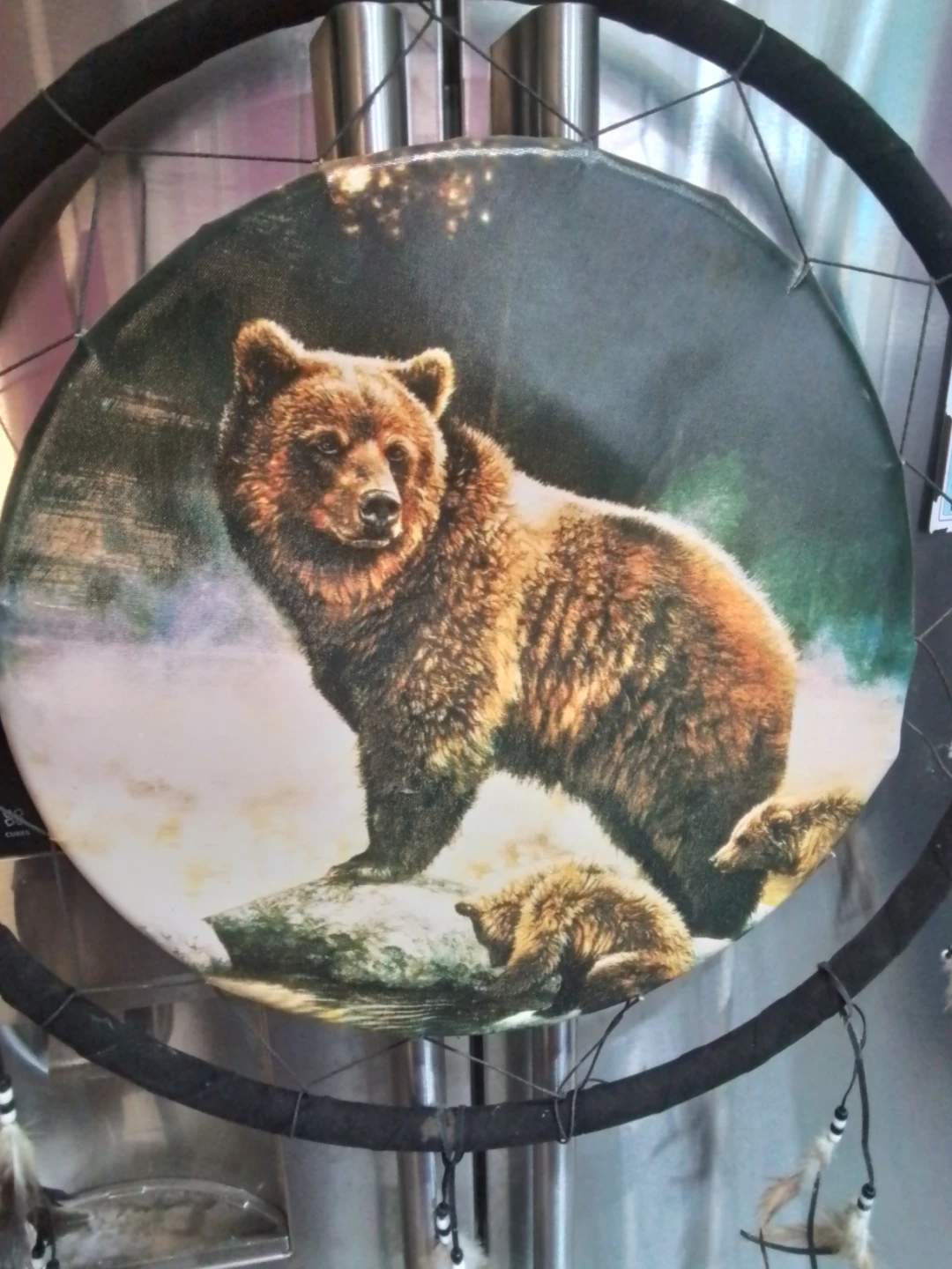VTG Extra Large 24" Native American Style Bear Drum Dreamcatcher - photo 2
