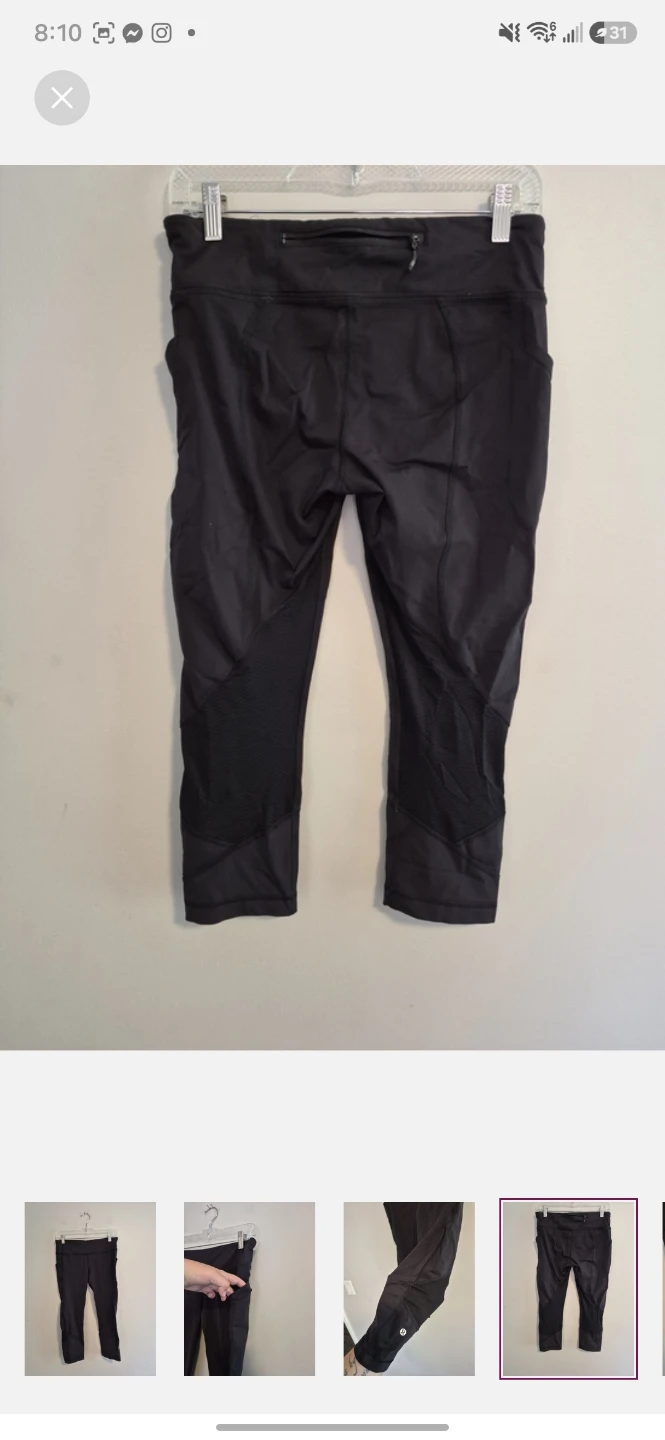 Lululemon Black Crop Leggings with Pockets - photo 4