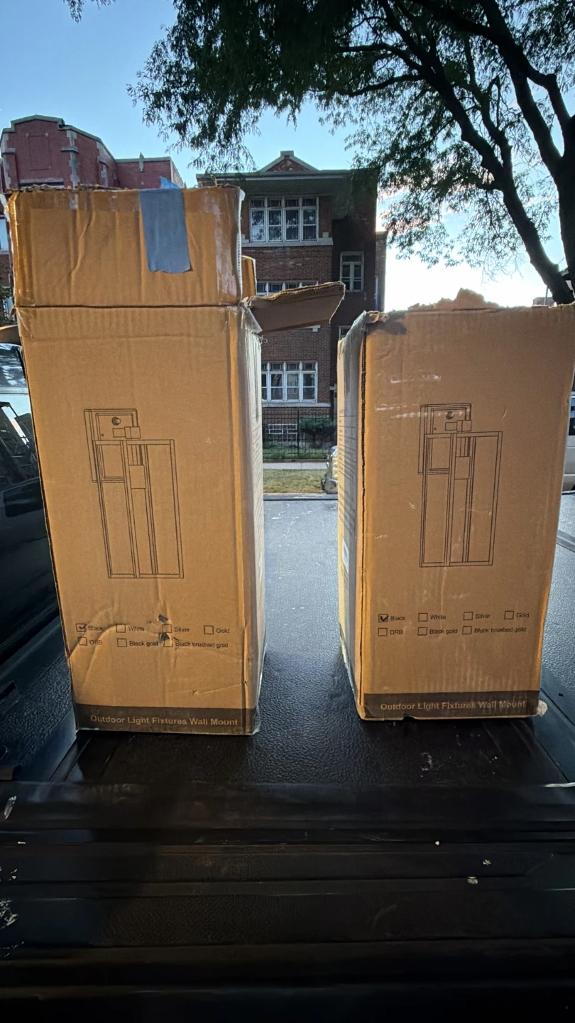 Two Matte Black Outdoor Wall Lantern Sconces