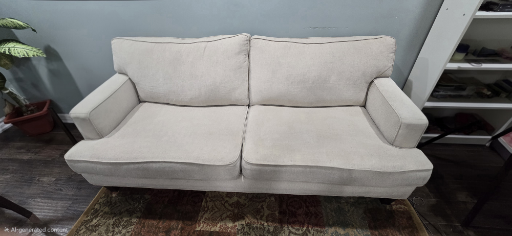 Cream Two/Three-Seater Fabric Sofa