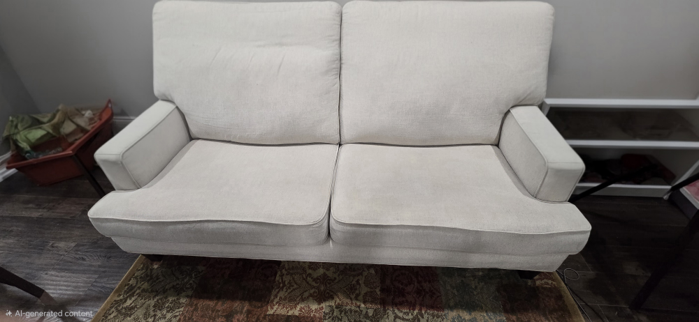 Cream Two/Three-Seater Fabric Sofa - photo 2