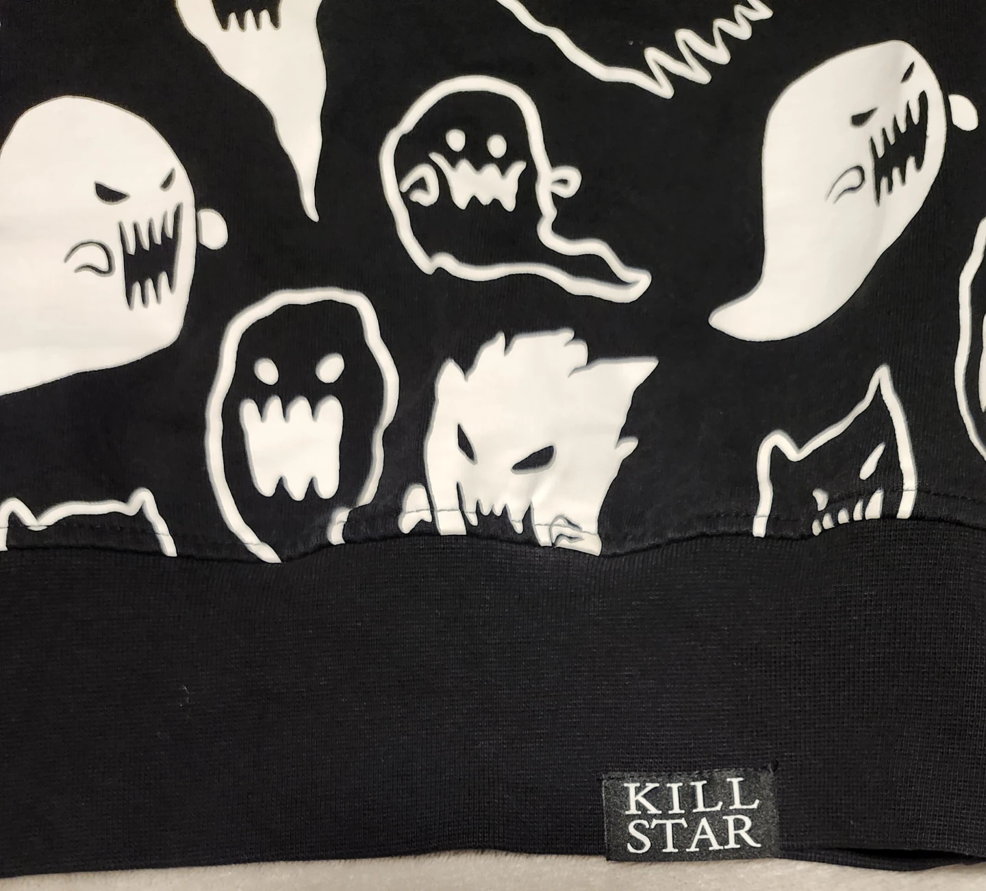 Killstar Black and White Ghost Print Sweatshirt - photo 5