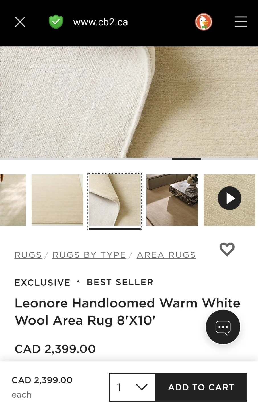 CB2 Leonore Handloomed Warm White Wool Area Rug 8'x10' - photo 4