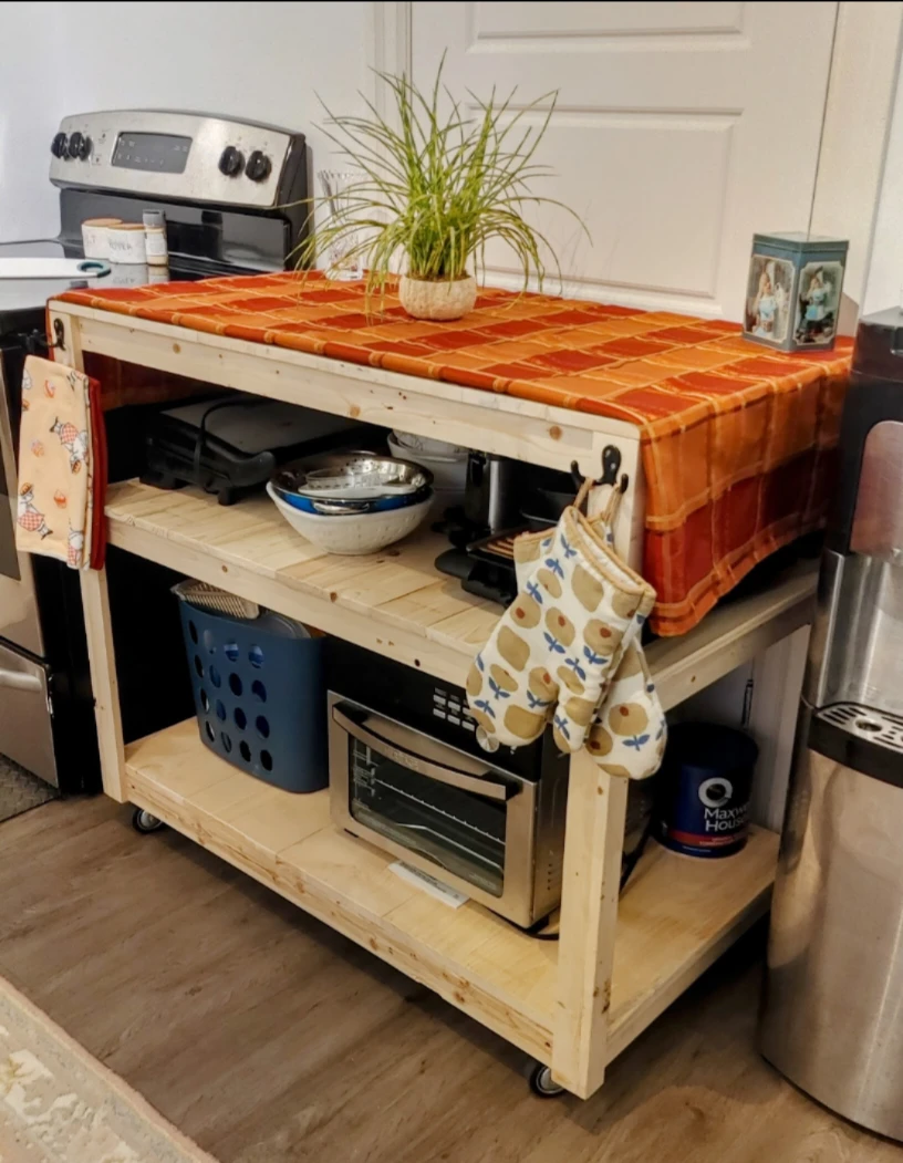 Handmade Wooden Kitchen Island Cart - photo 3
