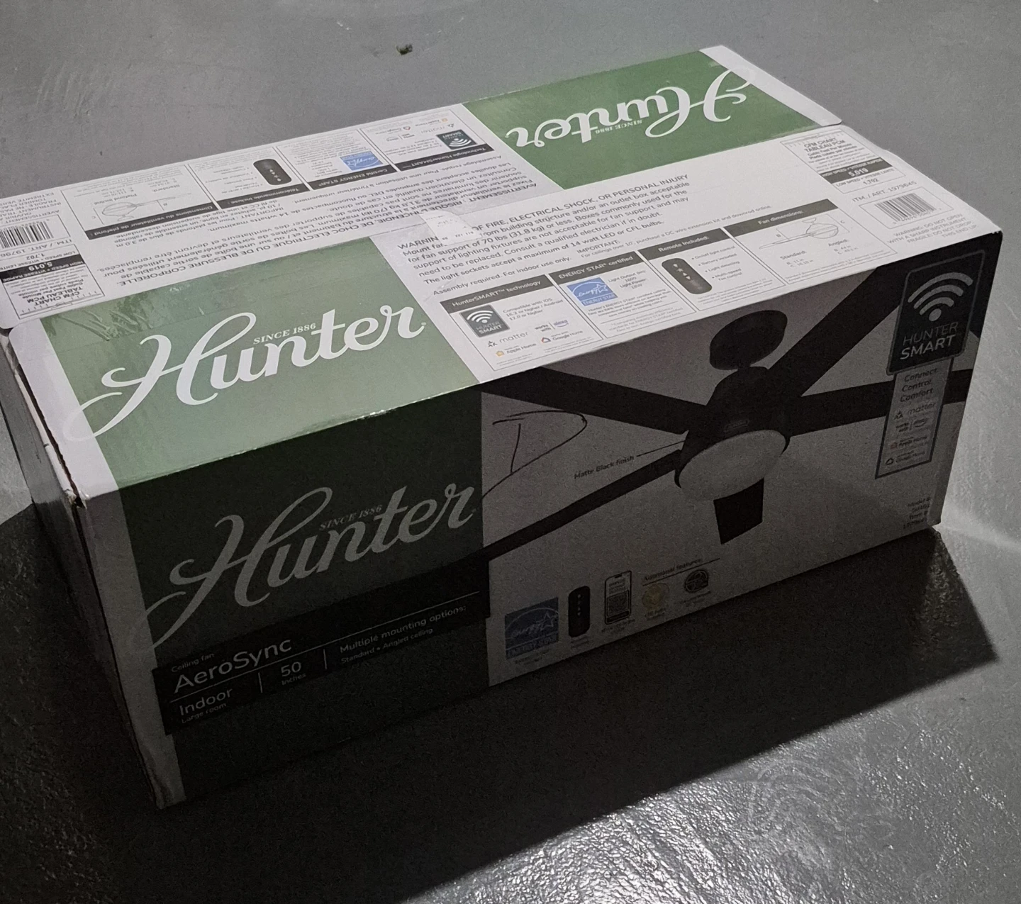 Hunter AeroSync 50-inch Smart Ceiling Fan - Matte Black