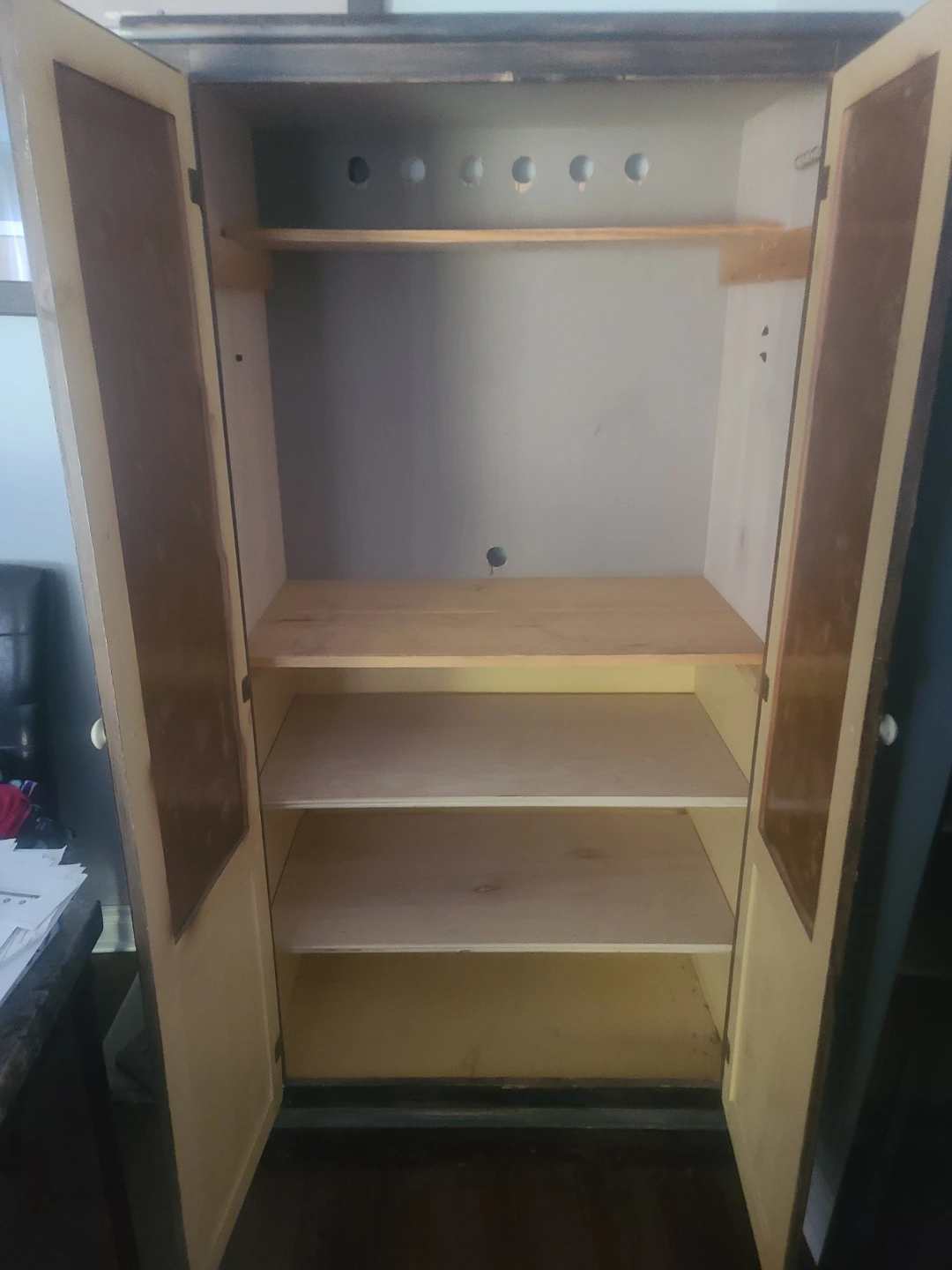 Dark Wood Cabinet with Shelves - photo 2