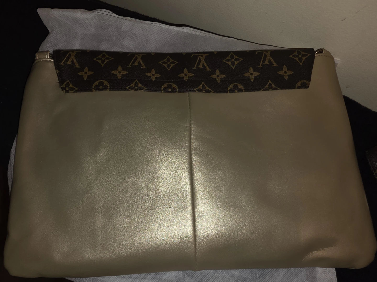 Gold and Brown Logo Print Shoulder Bag - photo 2