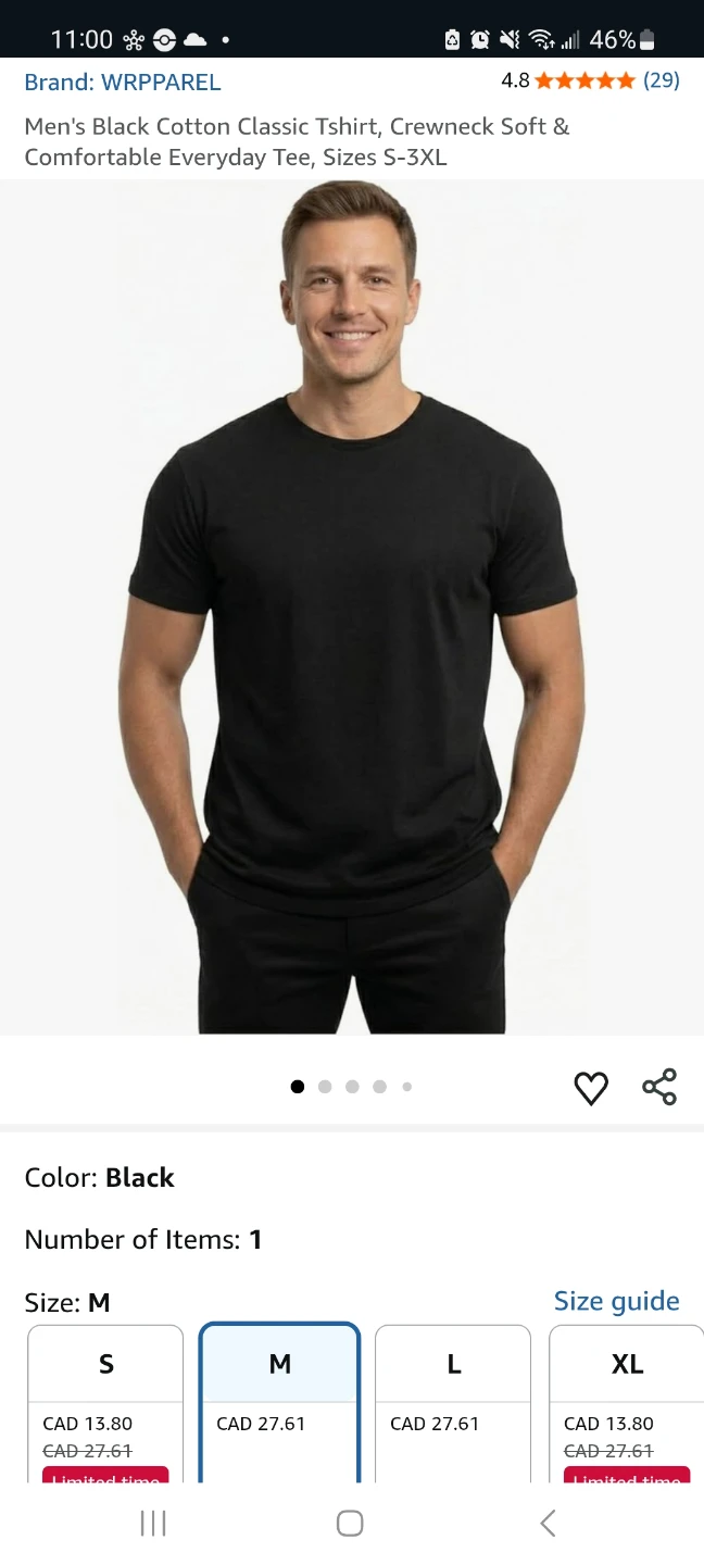 New Wrpparel UltroSoft 100% Cotton T-Shirt - Black, Medium