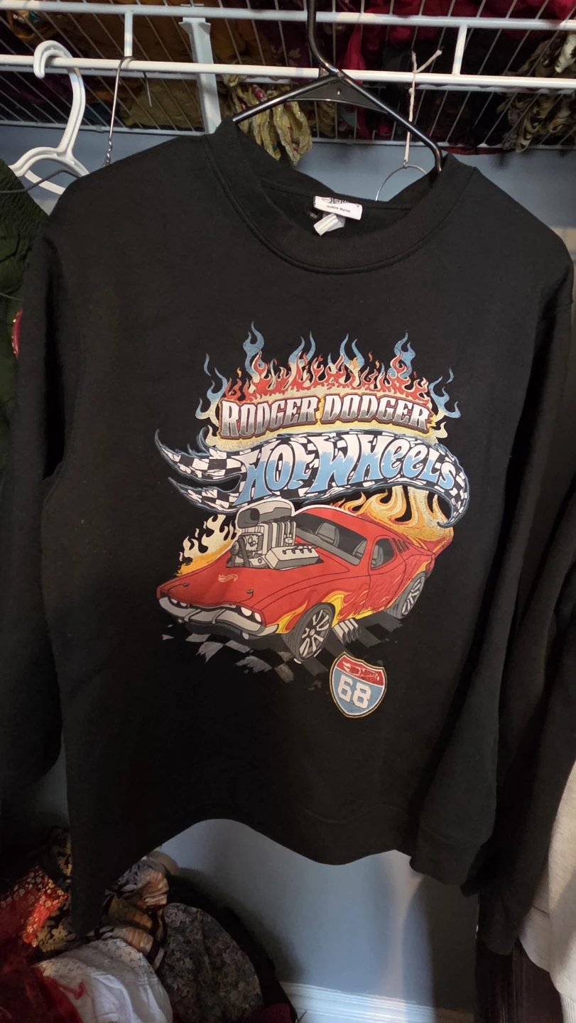 Hot Wheels Rodger Dodger Black Crewneck Sweatshirt