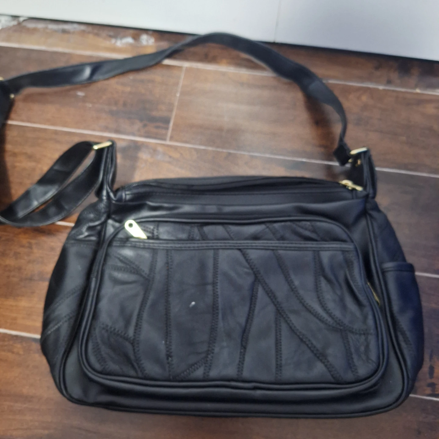 Black Leather Patchwork Shoulder Bag - photo 3