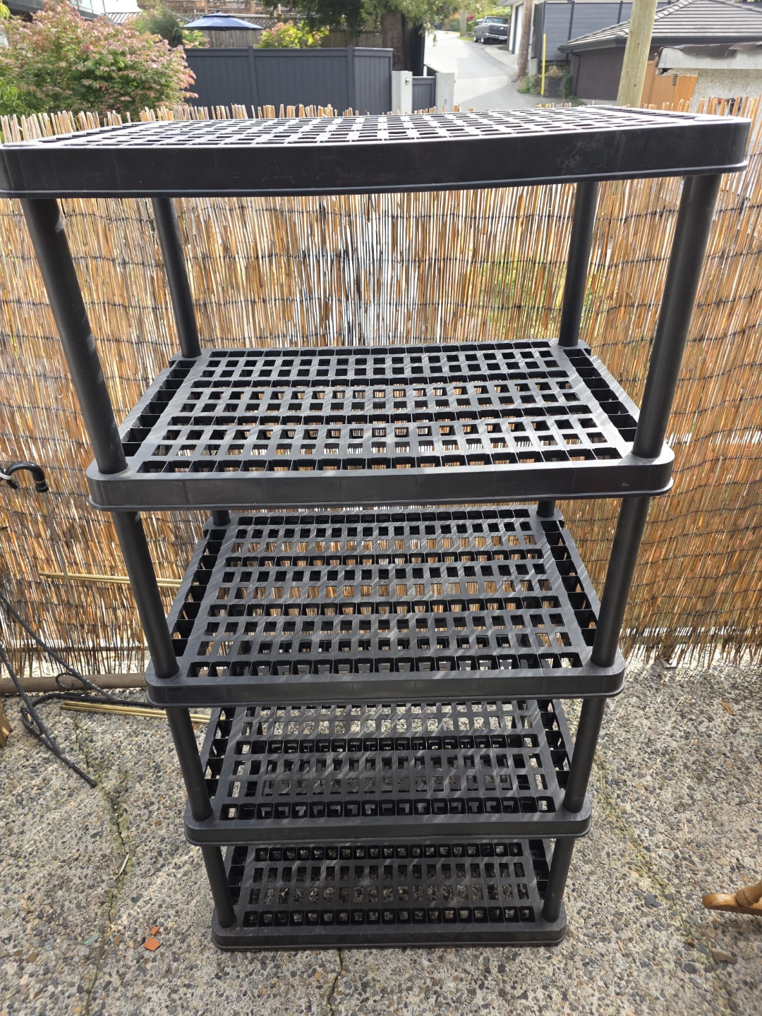 Black 4-Tier Plastic Storage Shelving Unit