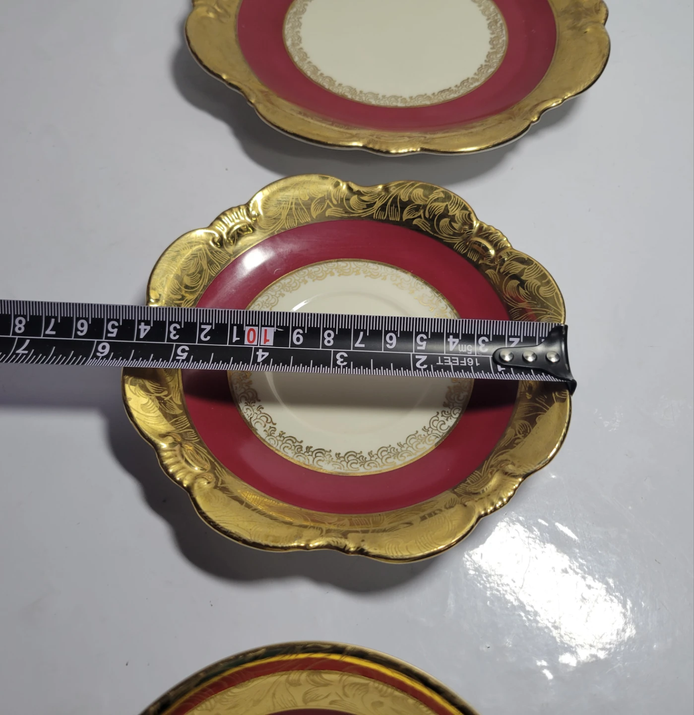 Vintage Gold and Maroon Teacup, Saucer & dessert plate Set - photo 4