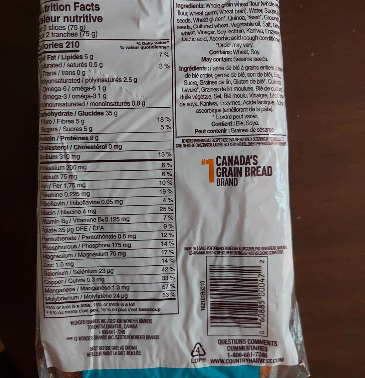 FREE - Country Harvest 100% Whole Grain Flax & Quinoa Bread - photo 3