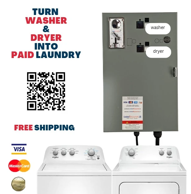 Coin-operated laundry machine payment system