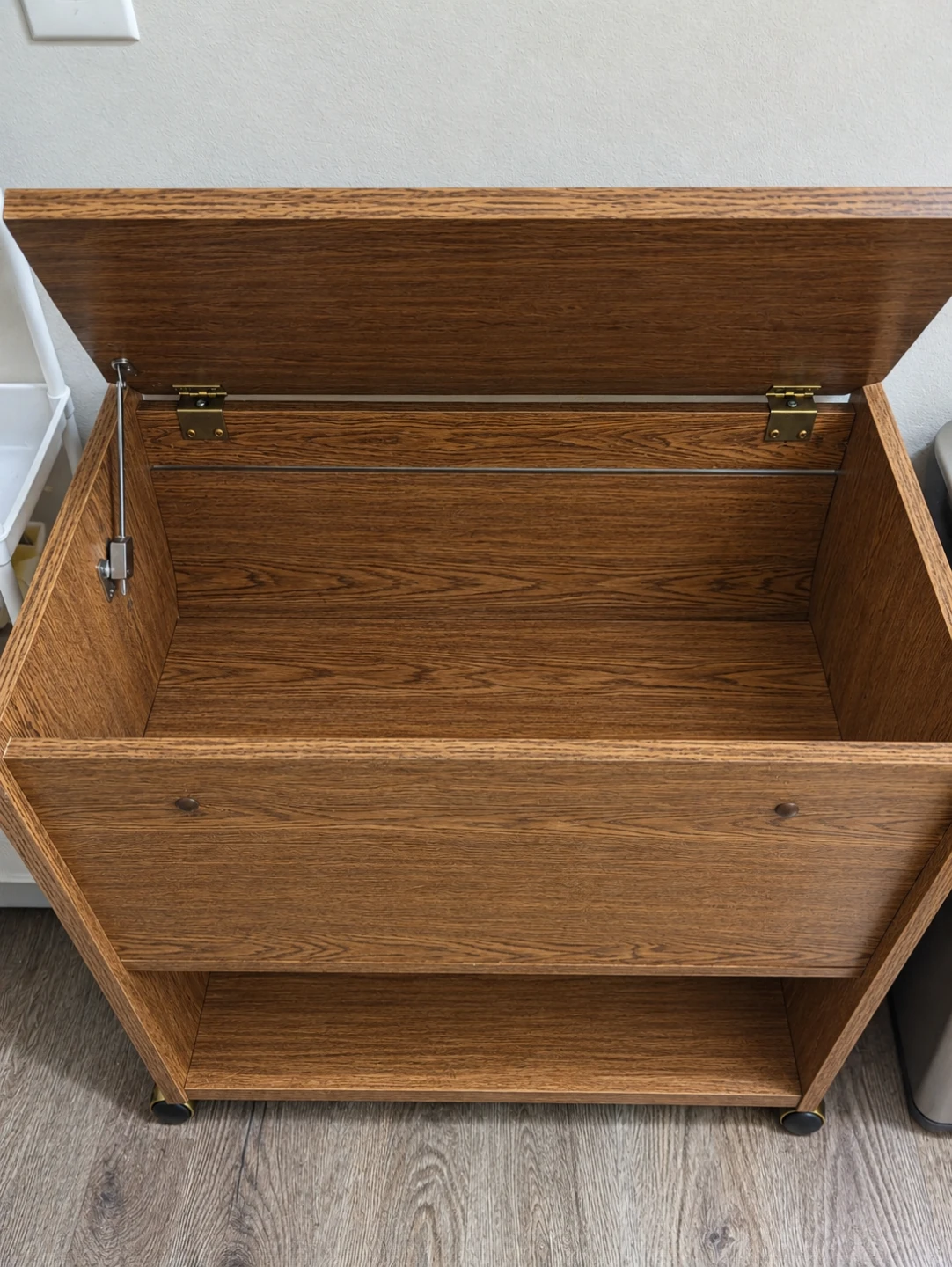 Mobile Wood Grain Storage Chest with Open Shelf - photo 2
