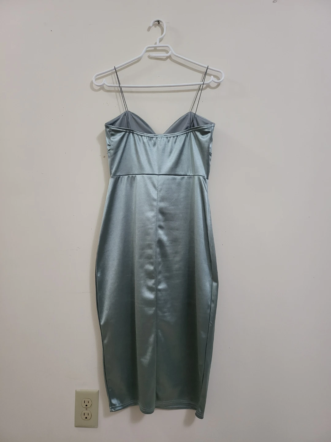 FOREVER 21 Satin Slit Cami Dress (Size M) - Sage Green - photo 3