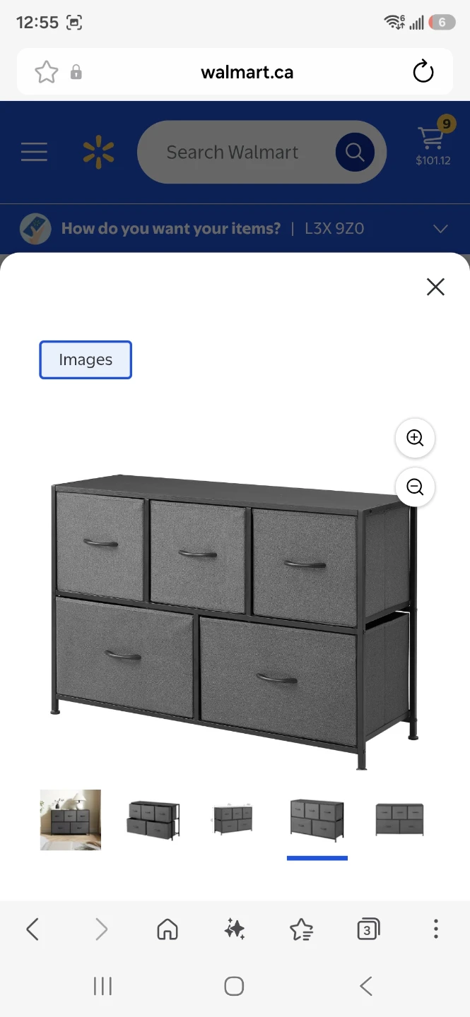 Mainstays 5 Drawer Horizontal Fabric Dresser, Grey - photo 2