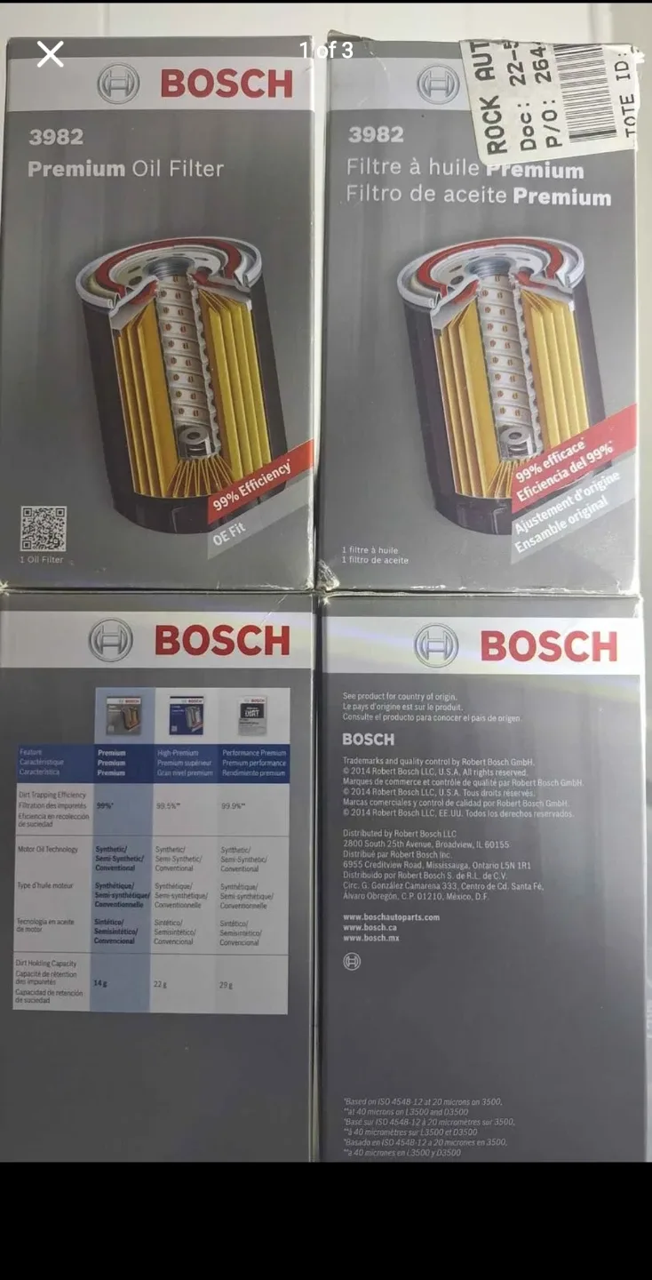 Bosch 3982 premium oil filters