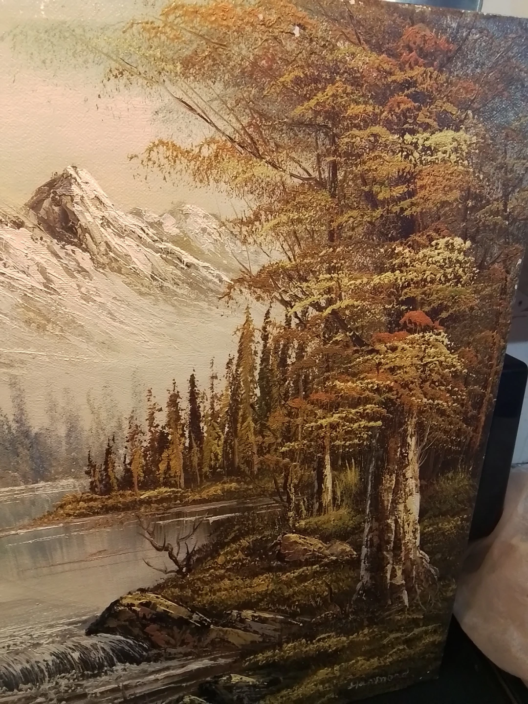 Vintage "Hammond" Mountain Landscape Oil Painting - photo 3