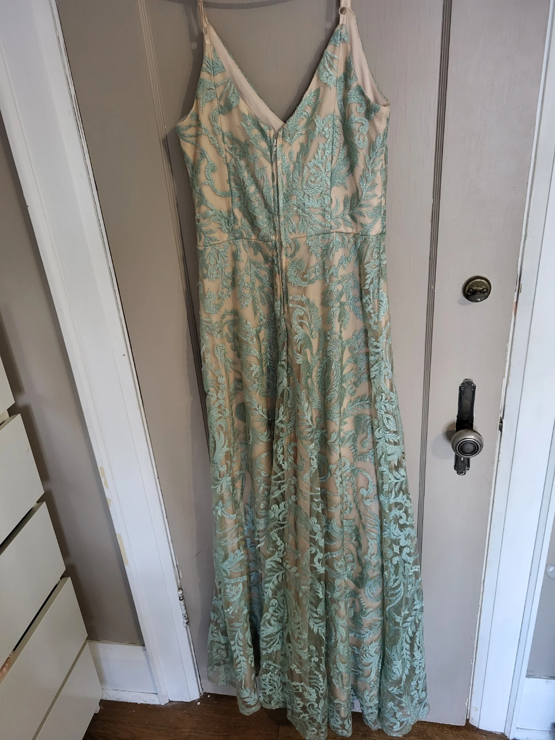 Long Mint Green Embroidered Evening Dress - photo 3