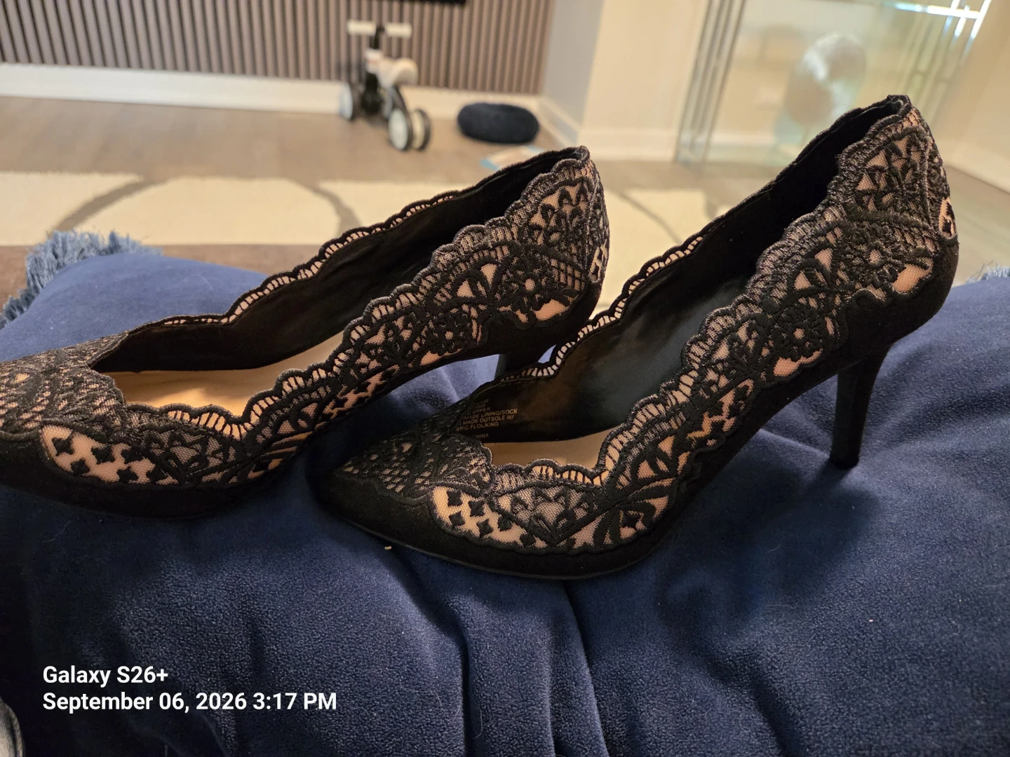 I.N.C. Black Lace Stiletto Pumps Size 6.5M