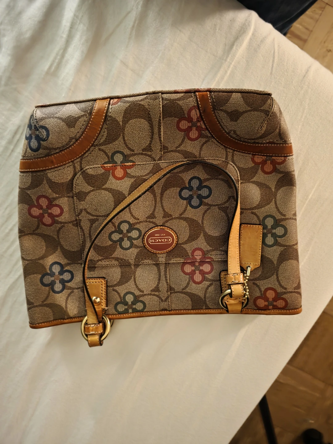 Coach Signature Flower Pattern Tote Bag