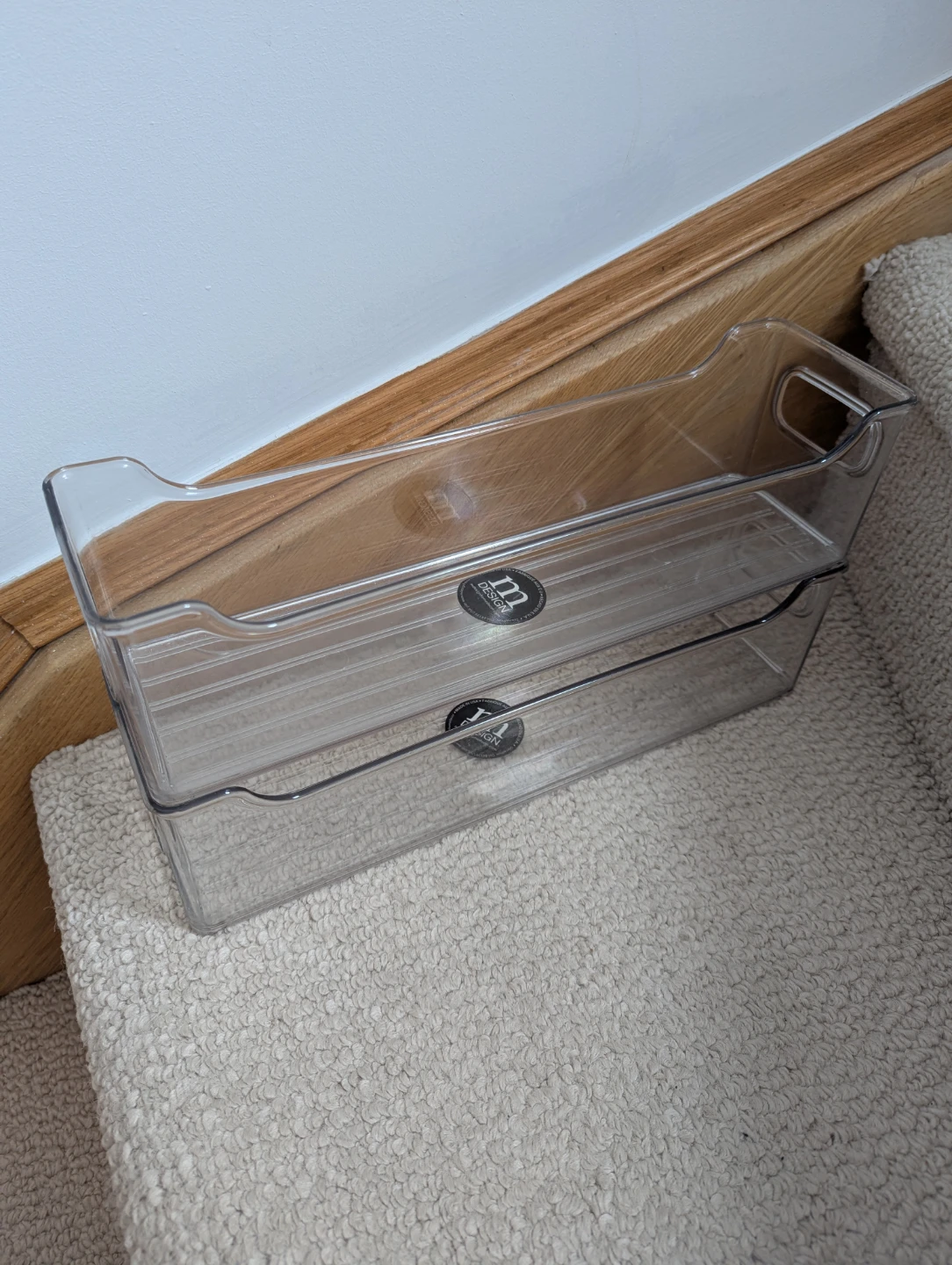 mDesign Slim Stackable Clear Plastic Storage Bins - Set of 4 - photo 2